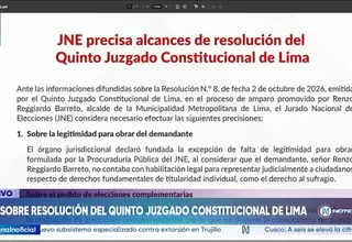 JNE aclara que fallo judicial no ordena elecciones complementarias ni anula resultados de las Elecciones 2026