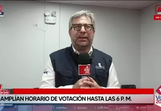 JNE amplía horario de votación hasta las 6 p.m.