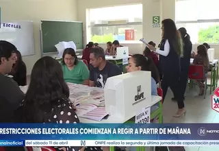 JNE anuncia inicio de restricciones para elecciones generales