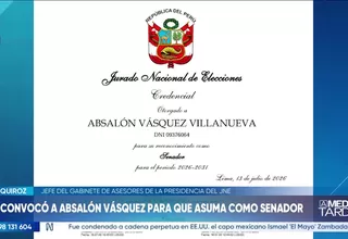 El JNE convocó a Absalón Vásquez para que asuma como senador