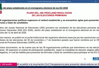 JNE habilita a 38 partidos para elecciones generales 2026