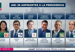 JNE oficializa lista de 36 candidatos presidenciales para 2026