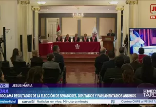 JNE proclama resultados de elección de senadores, diputados y parlamentarios andinos