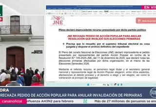 JNE rechaza pedido de nulidad y confirma que Acción Popular no irá a elecciones 2026
