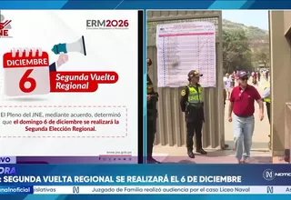 JNE fija el 6 de diciembre de 2026 para la segunda vuelta de las elecciones regionales