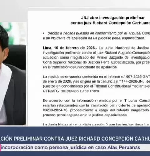 Junta Nacional de Justicia abre investigación preliminar contra juez Concepción Carhuancho
