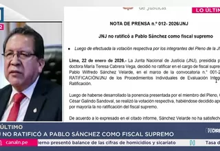 JNJ no ratificó a Pablo Sánchez como fiscal supremo