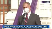 Jorge Muñoz: Aprobación del alcalde de Lima bajó a 43 % - Noticias de alcalde