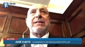 José Cueto: “No daré mi voto de confianza al gabinete Betssy Chávez”  - Noticias de jose-cueto