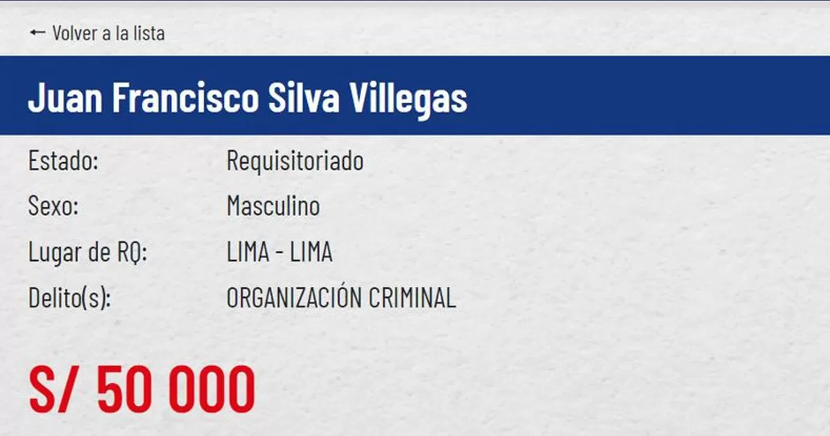 Juan Silva en Programa de Recompensas: ofrecen S/50,000 por información de su paradero