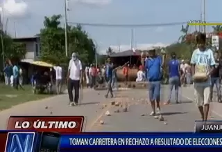 Juanjuí: pobladores toman la carretera en rechazo a resultados de elecciones