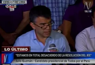 Julio Guzmán cuestionó la autonomía de los entes electorales por tacha