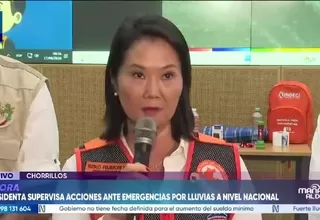 Keiko Fujimori advierte intensificación de lluvias en Lima y activa monitoreo en regiones del sur y centro