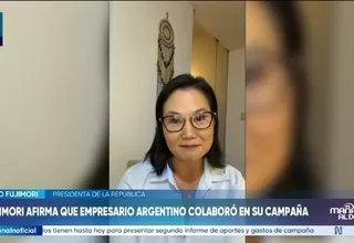 Keiko Fujimori afirma que empresario argentino colaboró en su campaña