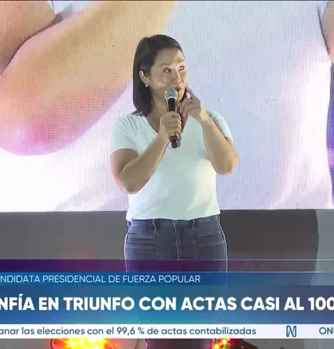 Keiko Fujimori confía en su triunfo con actas casi al 100 %