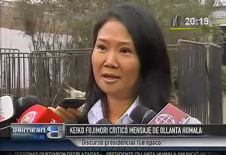 Keiko Fujimori: el mensaje presidencial fue "opaco e incoherente" 