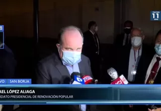 López Aliaga cuando le preguntaron por qué leyó en el debate: “Estoy afónico”