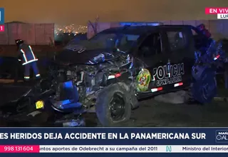 Lurín: Tres heridos tras choque de patrullero con cisterna en la Panamericana Sur