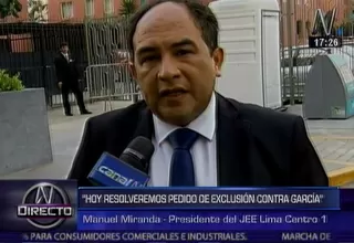 Manuel Miranda: JEE resolverá hoy situación de Alan García