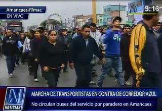 Marcha de transportistas impidió el tránsito de buses del Corredor Azul