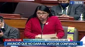 Margot Palacios: "Perú Libre no dará el voto de confianza" - Noticias de voto-2021