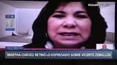 Martha Chávez retiró sus afirmaciones contra Vicente Zeballos - Noticias de vicente-zeballos