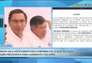 Martín Vizcarra: Sala Penal de Apelaciones confirmó resolución que rechazó prisión preventiva