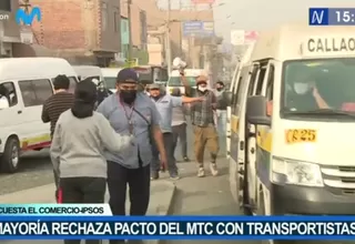 Mayoría rechaza pacto del MTC con transportistas, según Ipsos