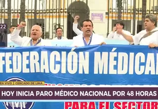 Médicos acatan paro por 48 horas a nivel nacional