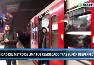 Metro de Lima: vagón fue remolcado tras sufrir avería en SJM