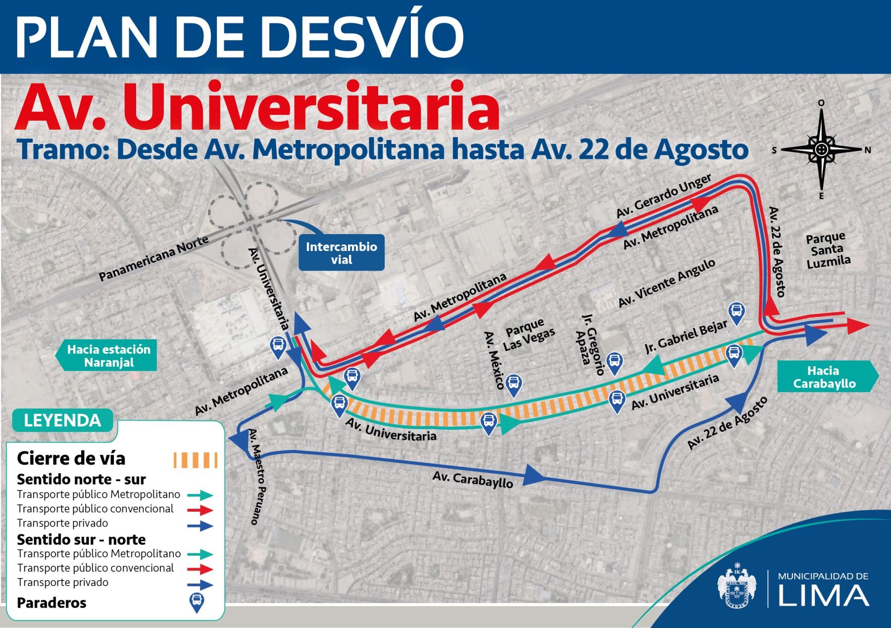 Metropolitano: Disponen Plan De Desvíos En Avenida Universitaria Por ...