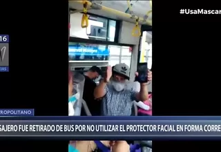 Metropolitano: Pasajero fue retirado de bus por no utilizar el protector facial en forma correcta