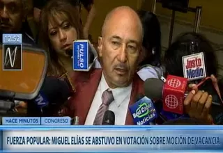 Vacancia a PPK: Miguel Elías explicó las razones por las que votó en abstención