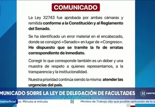 Miguel Torres anuncia fe de erratas por error en el encabezado de la ley de facultades legislativas