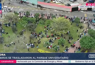 Mineros se trasladan al Parque Universitario tras ser retirados de la avenida Abancay
