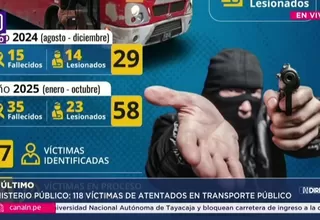 Ministerio Público alerta 118 víctimas en transporte público
