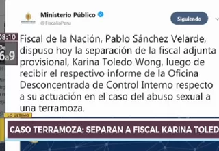 Ministerio Público ordenó separar a fiscal que vio caso de terramoza ultrajada