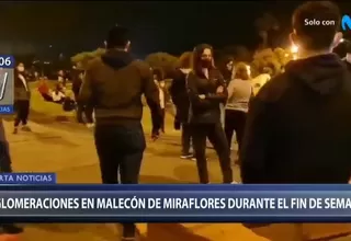 Miraflores: Aglomeración de personas en el malecón durante el fin de semana