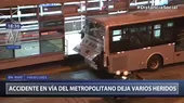 Miraflores: Choque entre dos buses del Metropolitano dejó 18 afectados - Noticias de miraflores