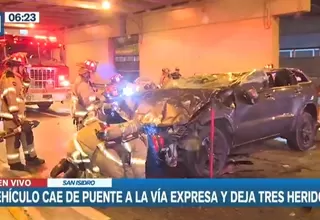 San Isidro: Vehículo cayó de un puente a la Vía Expresa y dejó tres heridos