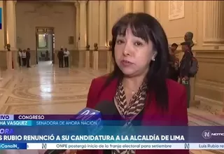Mirtha Vásquez pide al JNE evaluar con imparcialidad la renuncia de Luis Rubio