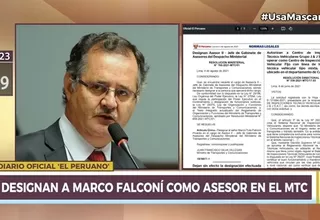 Designan como asesor del MTC a Marco Falconí