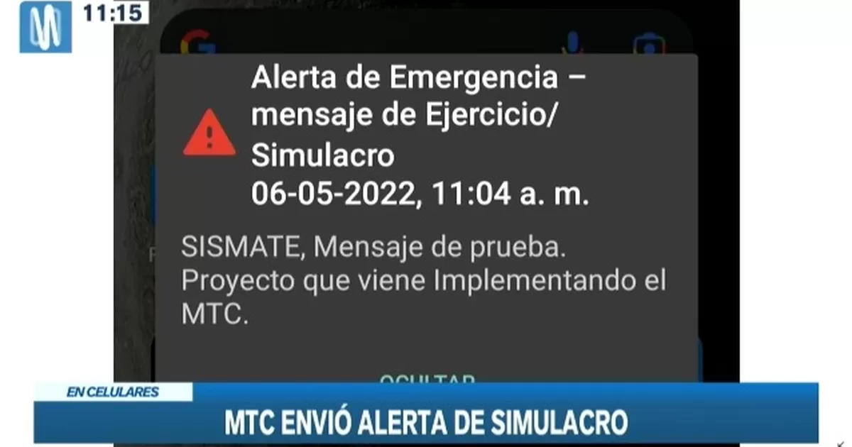 MTC envió alerta de simulacro a los celulares de los ciudadanos