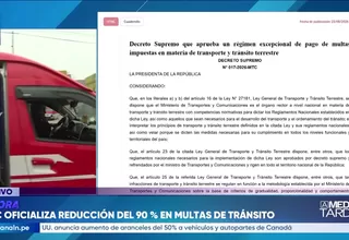 MTC establece reducción excepcional del 90 % en multas de tránsito del transporte público