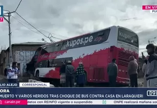 Un muerto y varios heridos tras choque de bus contra casa en Laraquieri en Puno