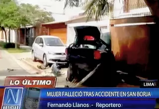 Una mujer falleció tras choque de auto contra el frontis de una casa en San Borja