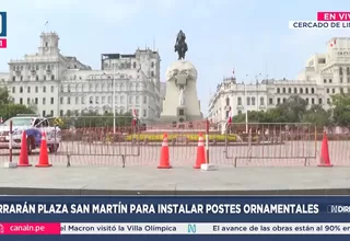 Municipalidad de Lima cierra Plaza San Martín para instalación de postes ornamentales