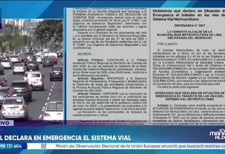 Municipalidad de Lima declara en emergencia sistema vial por 180 días