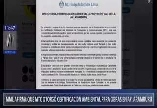 Municipalidad de Lima: MTC otorgó certificación ambiental a obras en av. Aramburú