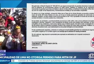 Municipalidad de Lima rechaza pedido de Juntos por el Perú para realizar mitin en el Centro Histórico